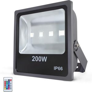 Luces de inundación LED RGB de 200 W, luz de seguridad LED que cambia de color al aire libre con control remoto IR, luces de arandela de pared Luces de inundación LED RGB de 200 W, luz de seguridad LED que cambia de color al aire libre con control remoto IR, luces de arandela de pared