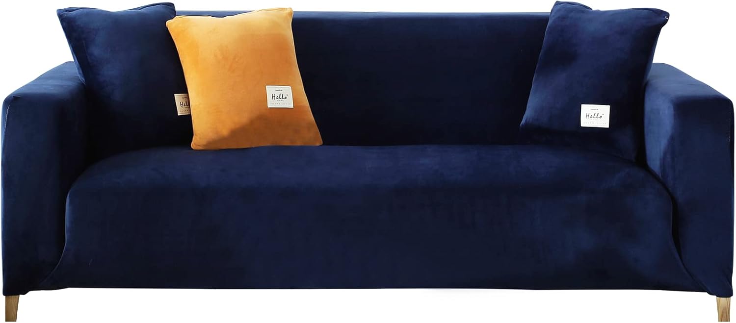 LiveGo Funda de sofá de terciopelo grueso con funda de almohada, fundas elásticas para sofás de 1, 2, 3, 4 plazas, protector universal para muebles