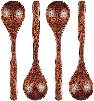 Oulige – Cuchara japonesa de mango largo, cuchara de sopa hecha a mano de madera, cucharadita de madera para café, té, mermelada, sales de baño, 7.5
