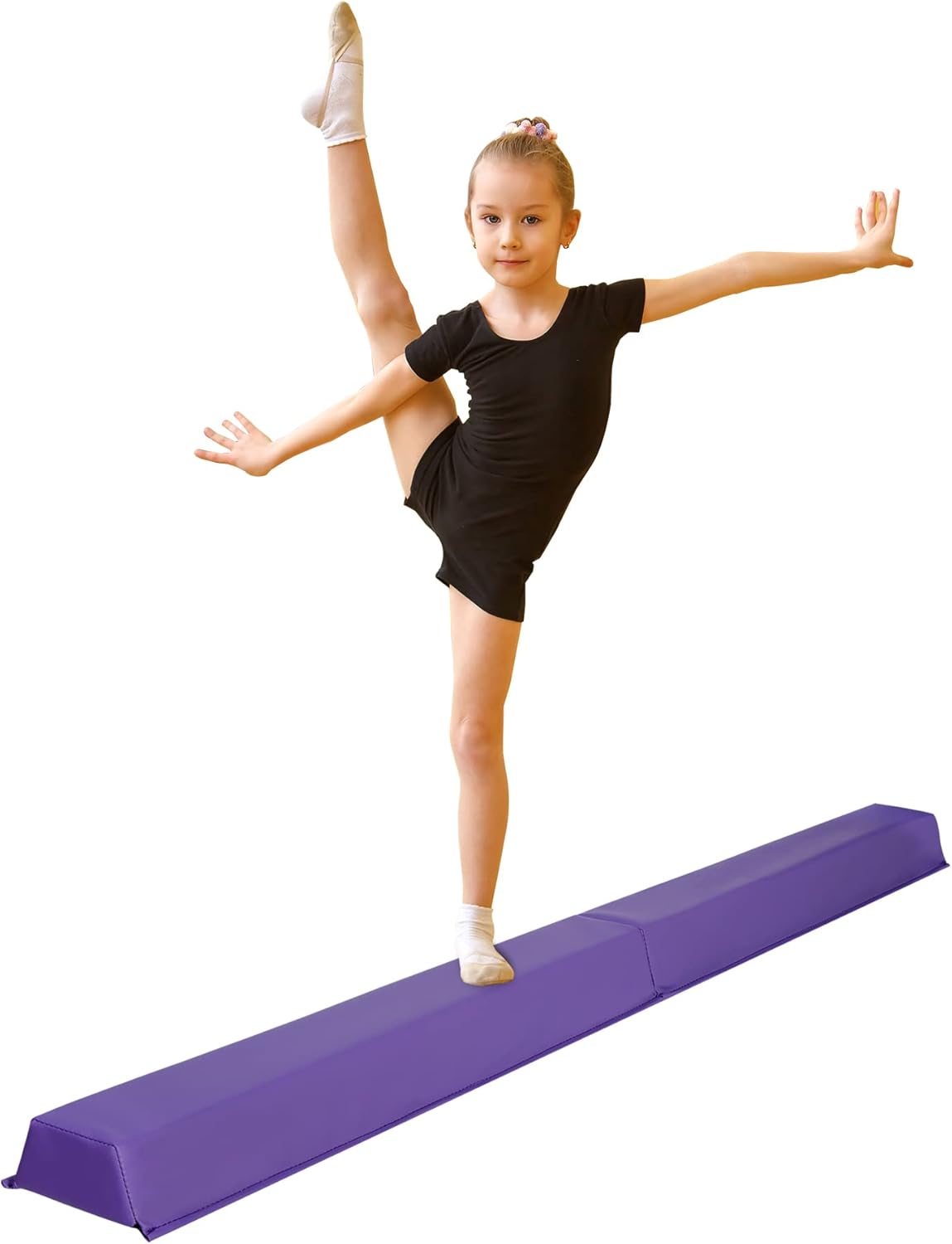 F2C Barra de equilibrio de gimnasia plegable de 6 pies, base antideslizante, barra de equilibrio de espuma para piso, equipo de gimnasia para