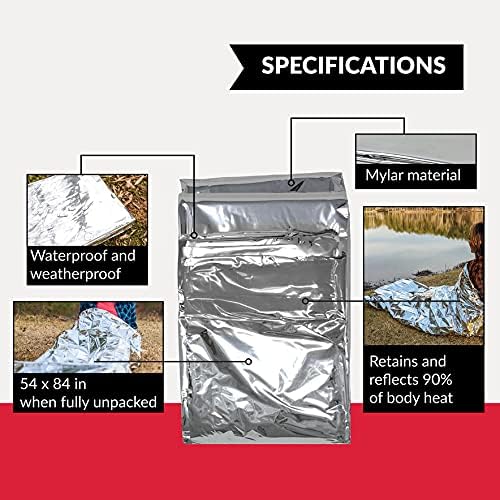 Ever Ready First Aid Mylar – Manta de rescate grande, hoja térmica plateada para emergencias y supervivencia, 54 x 84 pulgadas, 10 unidades