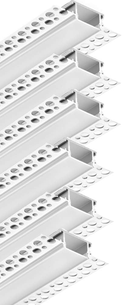 Paquete de 6.6 pies6.6 ft de yeso en canal LED, tira de luz LED para paneles de yeso, barro empotrado sin bordes en canal LED para tira LED de 0.787