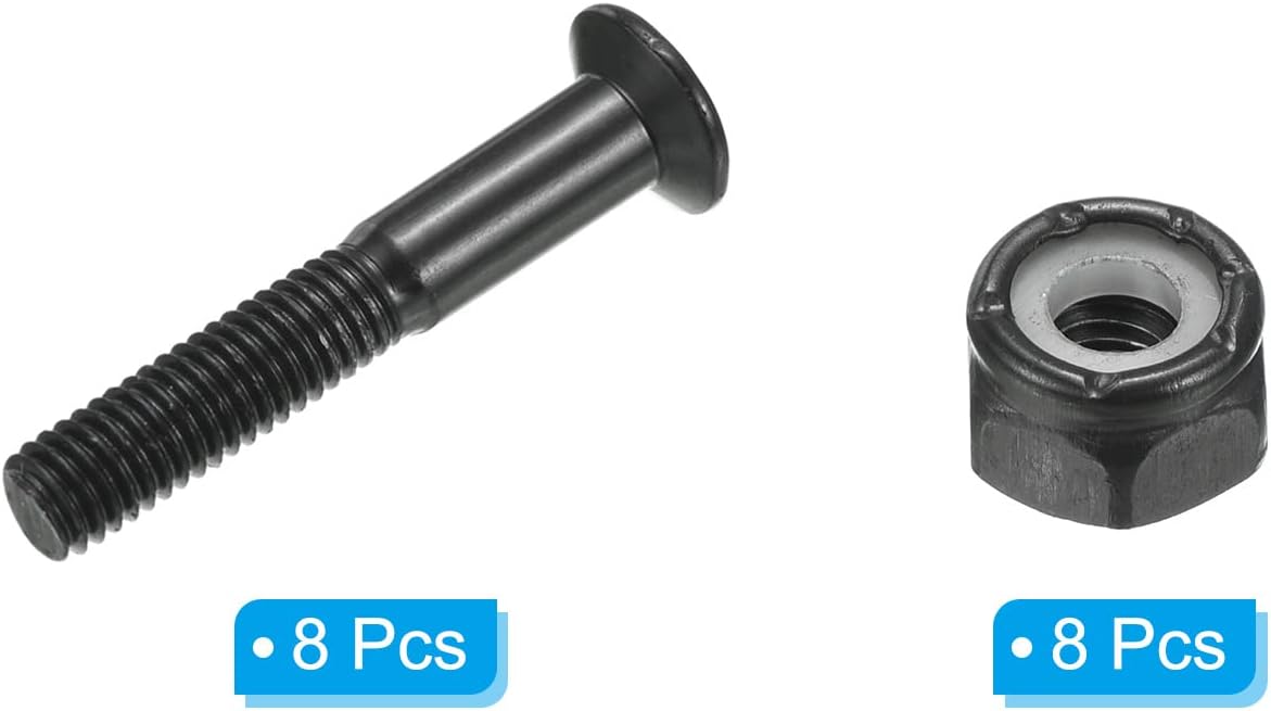PATIKIL Kit de herramientas para monopatín, tornillos de montaje de 1.22 pulgadas, juego de tuercas para Longboard Cruiser, color negro