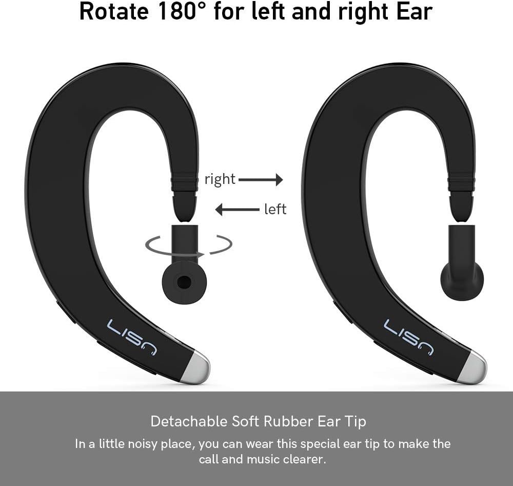 Auriculares Bluetooth con gancho para la oreja, auriculares Bluetooth inalámbricos de una sola oreja con micrófono, auricular Bluetooth ultraligero