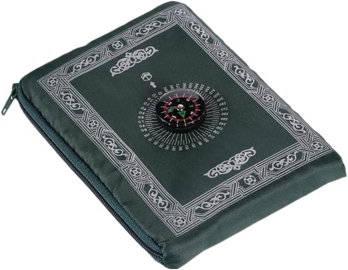 Kellegour Tapete de oración de viaje con brújula, alfombra de oración musulmana, con bolsa de transporte de bolsillo de brújula, alfombrilla de