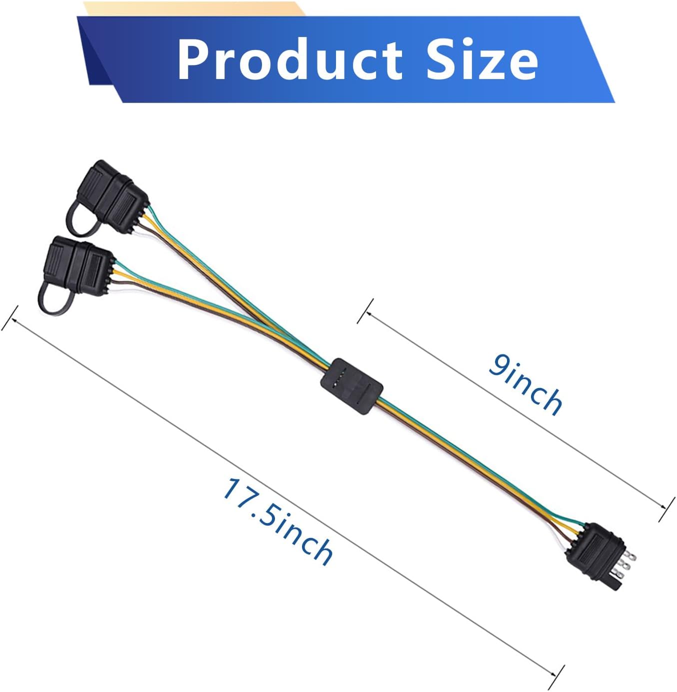 1 unidad de línea de terminal de cableado de enchufe plano de 4 pines para automóvil, adaptador de corriente de lámpara de enchufe de uno a dos,