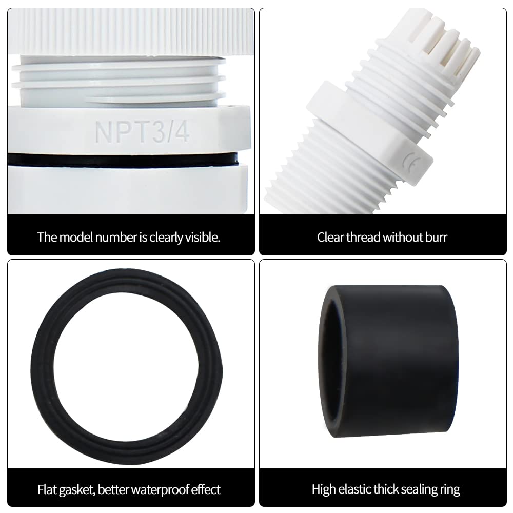 Kit de prensaestopas tipo NPT de 14″, 38″, 12″, 34″, kit de fijación de cables y conectores – IP68 para caja de conexiones impermeable y alivio de