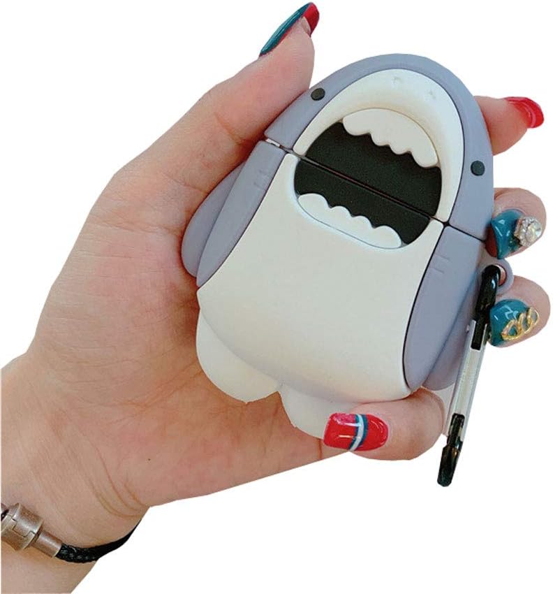 ICI-Rencontrer Compatible con auriculares Airpods 1 y 2, para niños, niñas, mujeres, 3D, diseño de animales de ballena, carga inalámbrica, con