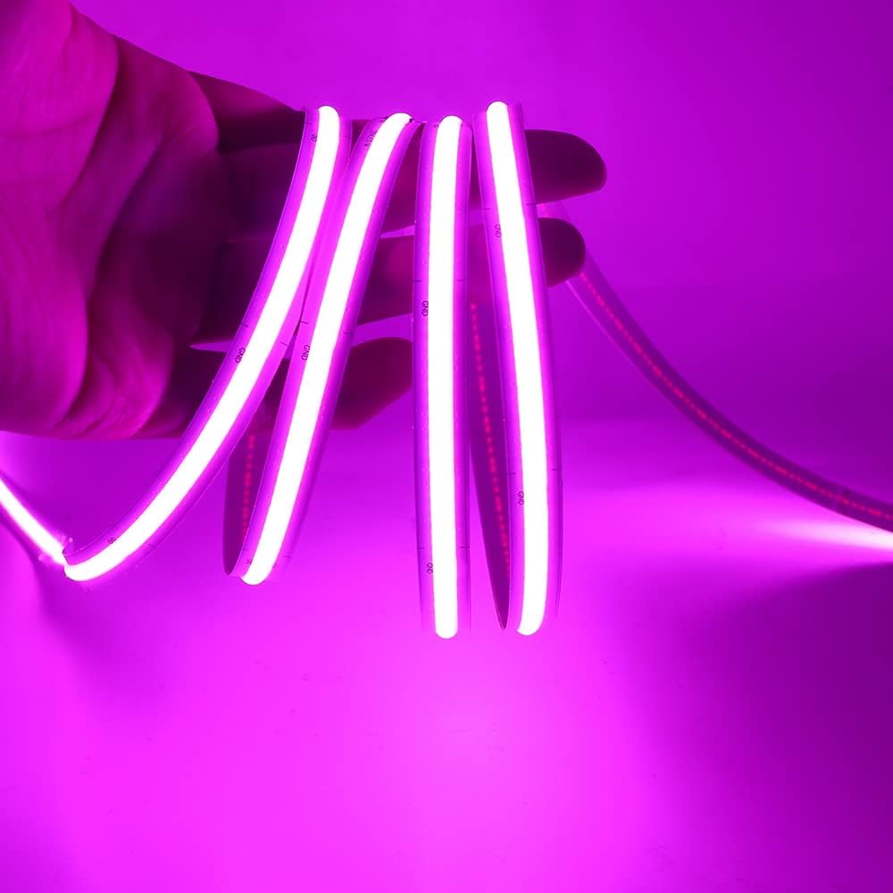 Xunata COB – Tira de luces LED, 6.6 ft6.6 pies, flexible, flexible, flexible, flexible, luces LED COB de 5 V, 320 LEDsm, color rosa, no impermeable,