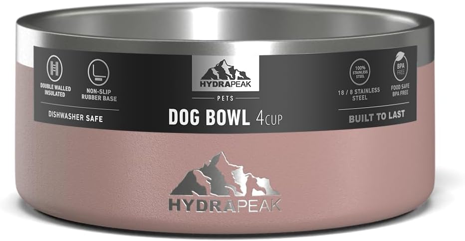 Hydrapeak Cuenco para perro, acero inoxidable antideslizante, cuenco para agua para perros, cuencos de comida para perros, plato de tamaño grande,