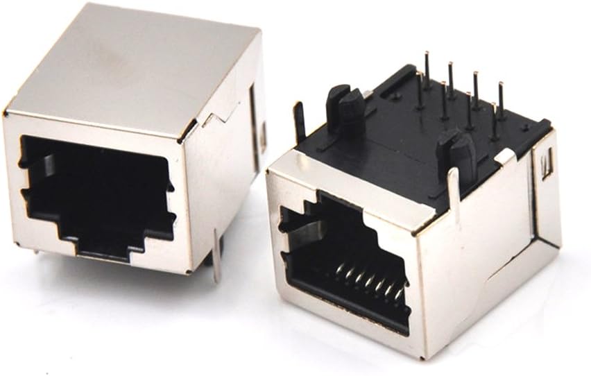 10 unidsset red Ethernet blindado RJ45 8P8C solo puerto de red 8P 8C hembra conectores de zócalo 8pin para PCB