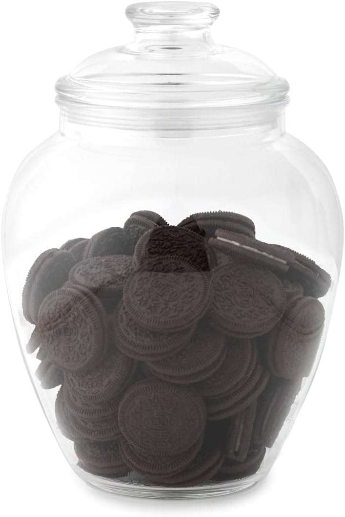 Huang Acrylic Tarro acrílico para galletas de 140 onzas con tapa, tarro de boticario, sin BPA e inastillable, ideal para bufés de dulces, exhibición