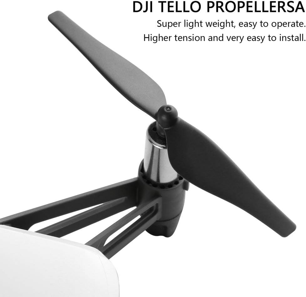 RiToEasysports Juego de 4 pares de cuchillas de hélice, juego de repuesto de hélice de dron ligero de fibra de carbono para DJI Tello (negro)