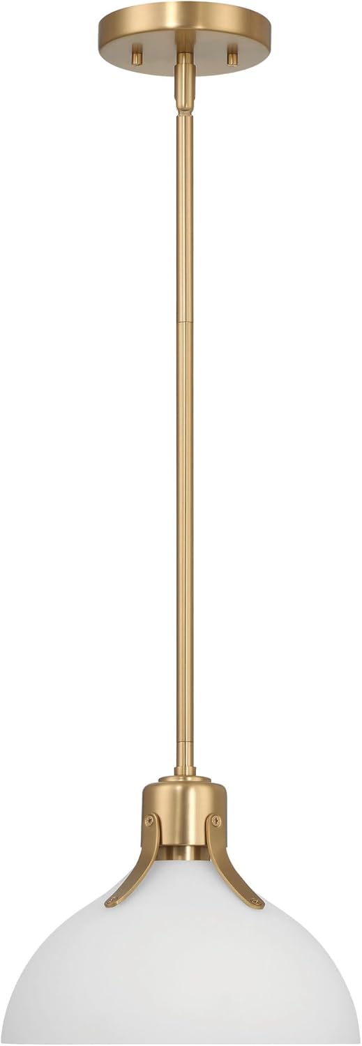 Robert Stevenson Lighting Delano – Lámpara de techo industrial de metal y vidrio grabado, dorado y blanco