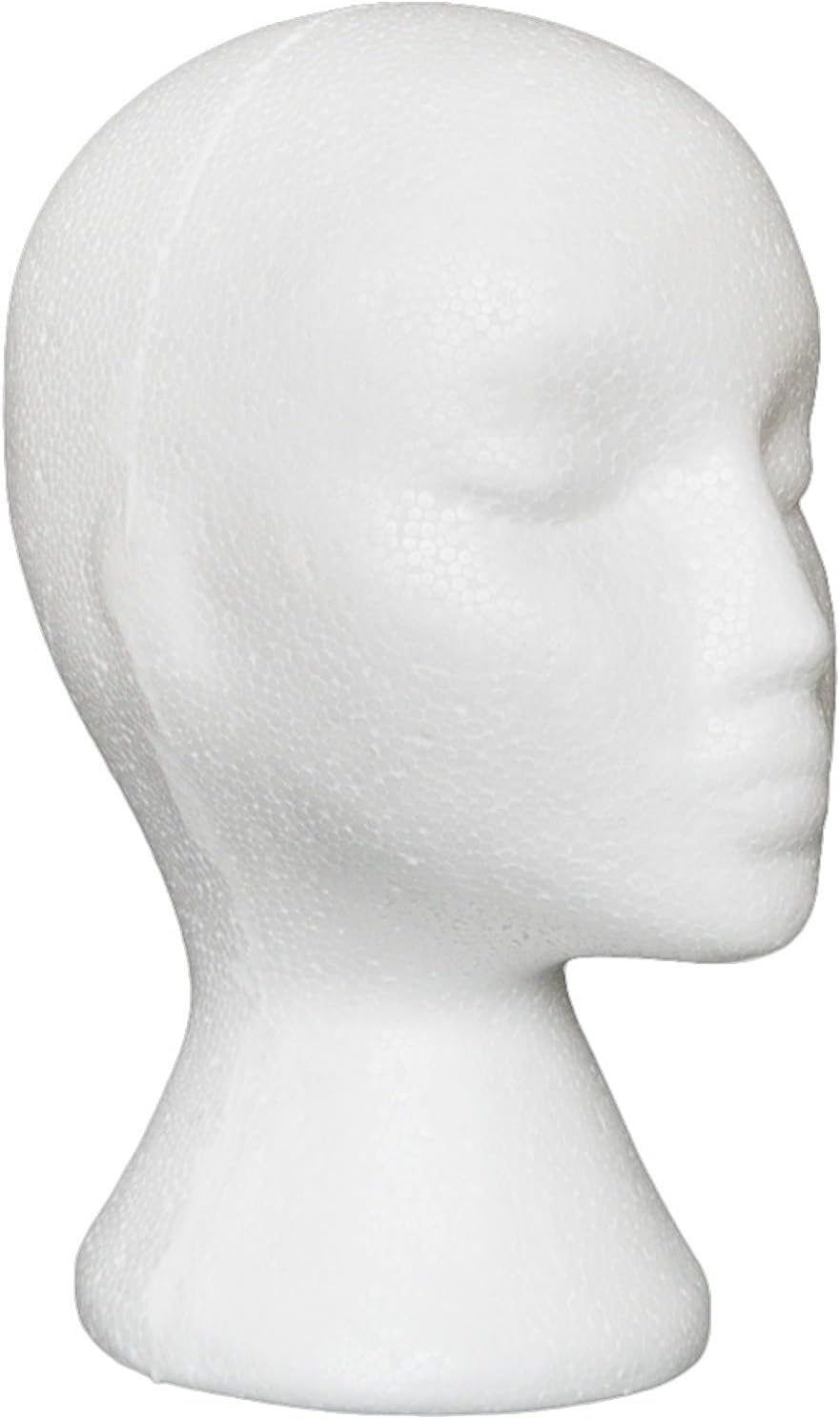 Maniquí de espuma, modelo de cabeza femenina, peluca, sombrero, maniquí de espuma, color blanco (gris)