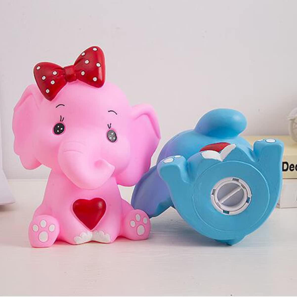 Operitacx Hucha de plástico con forma de elefante de almacenamiento de dibujos animados olla de almacenamiento de dinero en forma de elefante de