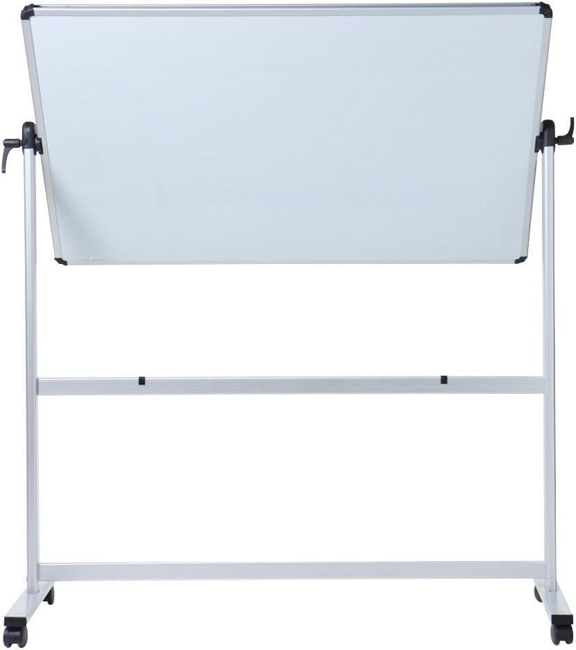 VIZ-PRO Pizarra magnética móvil de doble cara, marco y soporte de aluminio de 60 x 48 pulgadas, con 12 marcadores