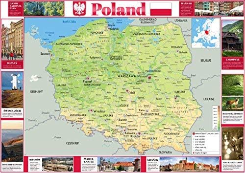 Póster pictórico de Polonia – 23.4 x 16.5 pulgadas – Papel laminado