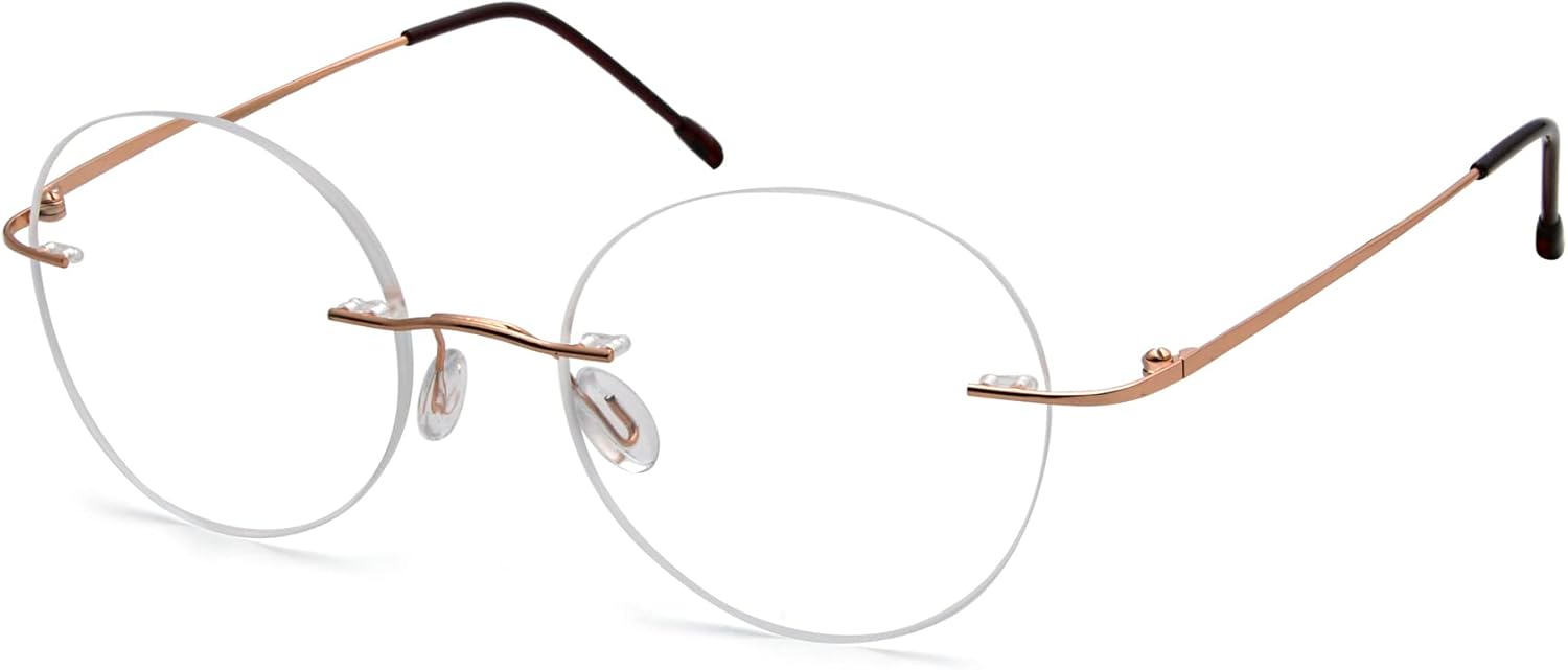 Eyekepper Gafas de Lectura sin Marco Mujeres – Lectores Redondos sin montura Hombres Oro +3.00