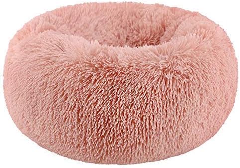 BODISEINT – Moderna cama redonda de felpa suave para gatos o perros pequeños, cama de tamaño pequeño o mediano, autocalentable, para otoño o