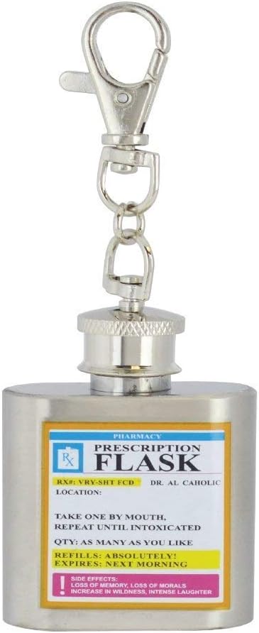 Juego de 4 llaveros con receta Rx para la cadera, 4 unidades, regalo único y divertido de broma de 1 oz, etiqueta de calidad premium para automóvil,