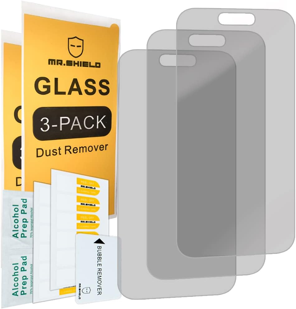 Mr.Shield Paquete de 3 Protector de pantalla de privacidad compatible con iPhone 14 Pro Max vidrio templado antiespía protector de pantalla