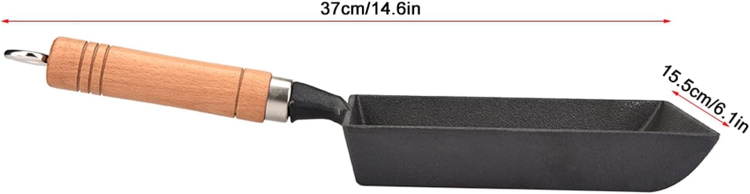 Tamagoyaki – Sartén japonesa para tortilla, sartén rectangular, mini sartén para huevos con mango de madera, sartén de tortilla de hierro para