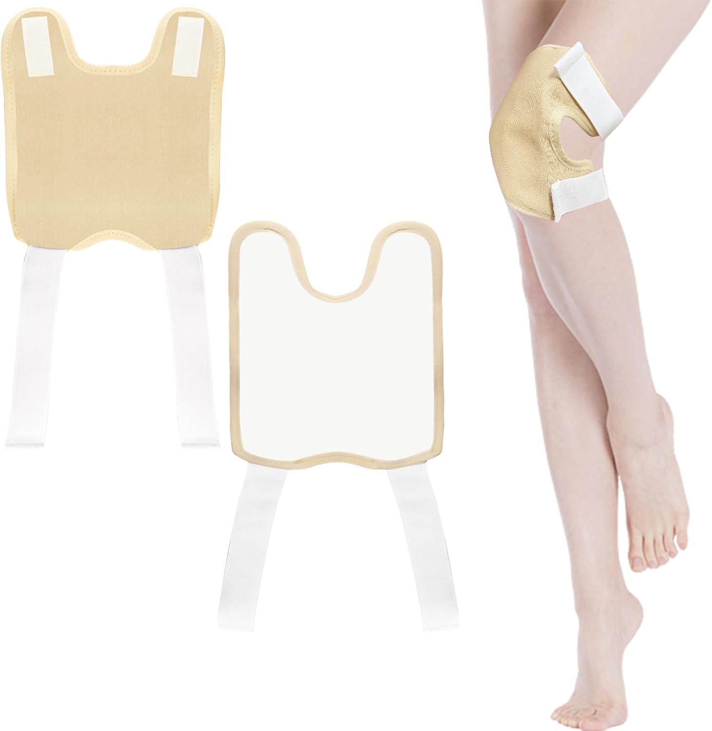 Paquete de 2 unidades de aceite de ricino para rodilla, almohadillas de aceite de ricino reutilizables con correa elástica, paquete de aceite de