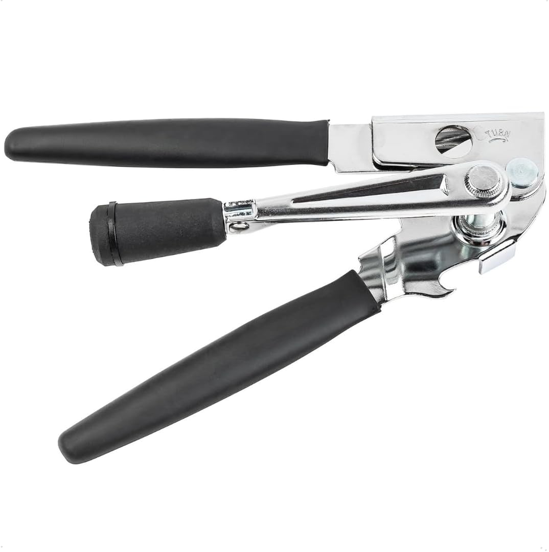 T1W Abrelatas comercial con manivela, abrelatas resistente, mango acolchado ergonómico, abrelatas manual