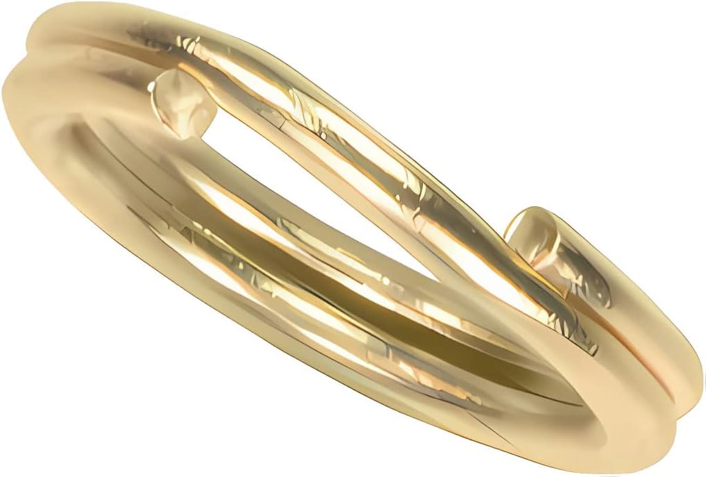 Anillo dividido redondo de oro de 14 quilates de 0.315 in de diámetro exterior de 0.248 in de diámetro interior de color amarillo elemento de diseño