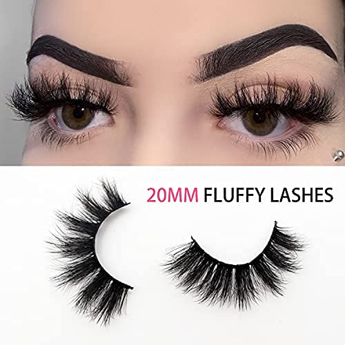 Veleasha Pestañas postizas de visón sintético 5D, hechas a mano, de lujo, esponjosas, naturales, 7 pares (esponjosas)