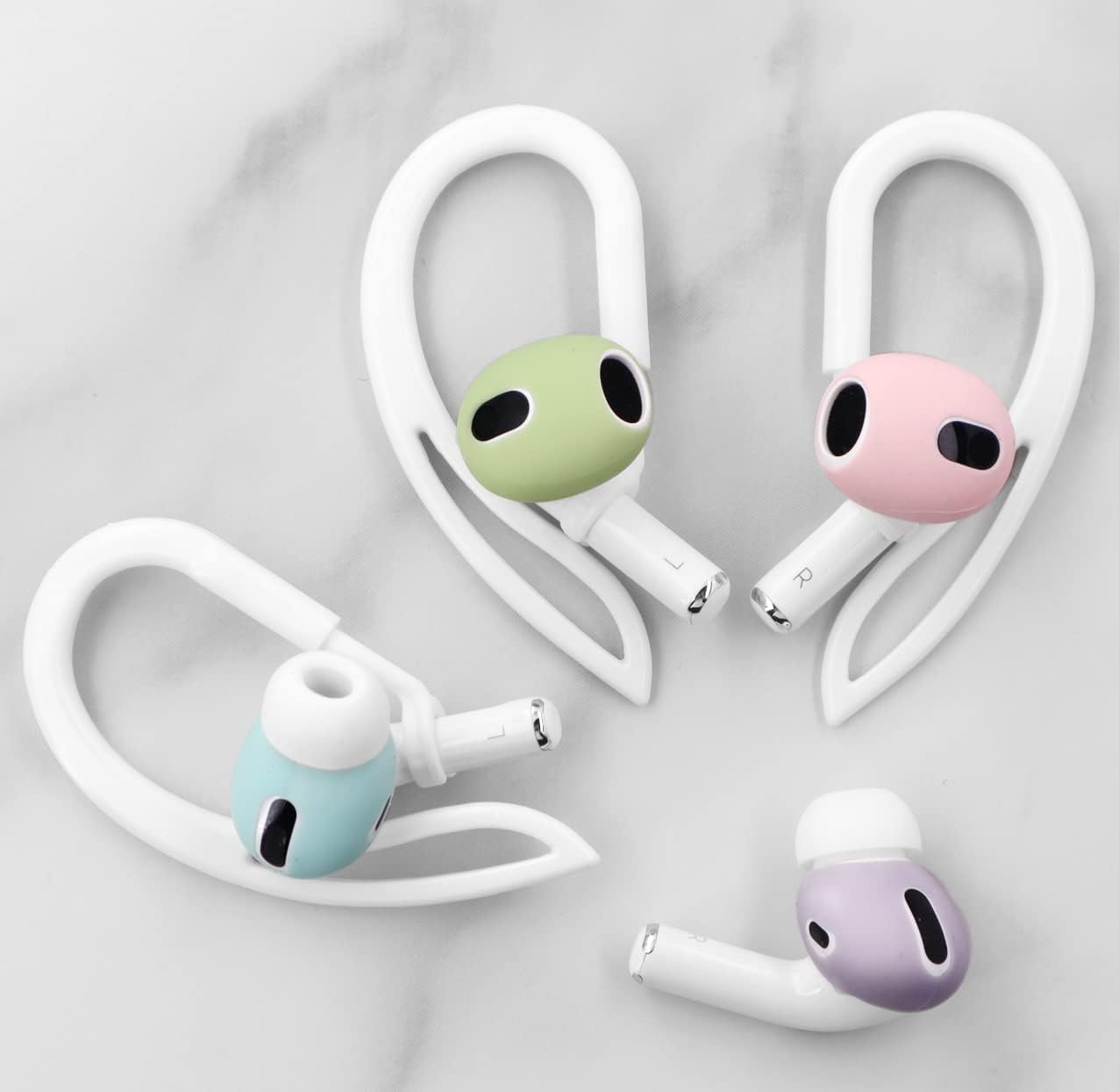 3 pares de ganchos para las orejas compatibles con AirPods Pro 2nd 1st y 3 2 1, rotación de ángulo de 360 grados, longitud ajustable, ganchos