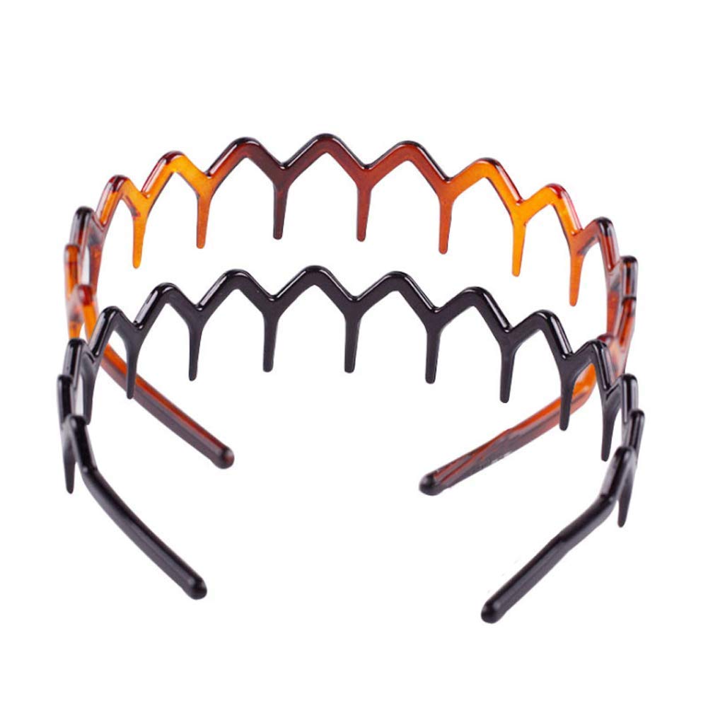 Juego de 2 diademas de plástico en zigzag, diadema de dientes de tiburones, peine para el cabello, accesorio para mujeres, damas, niñas (negro +