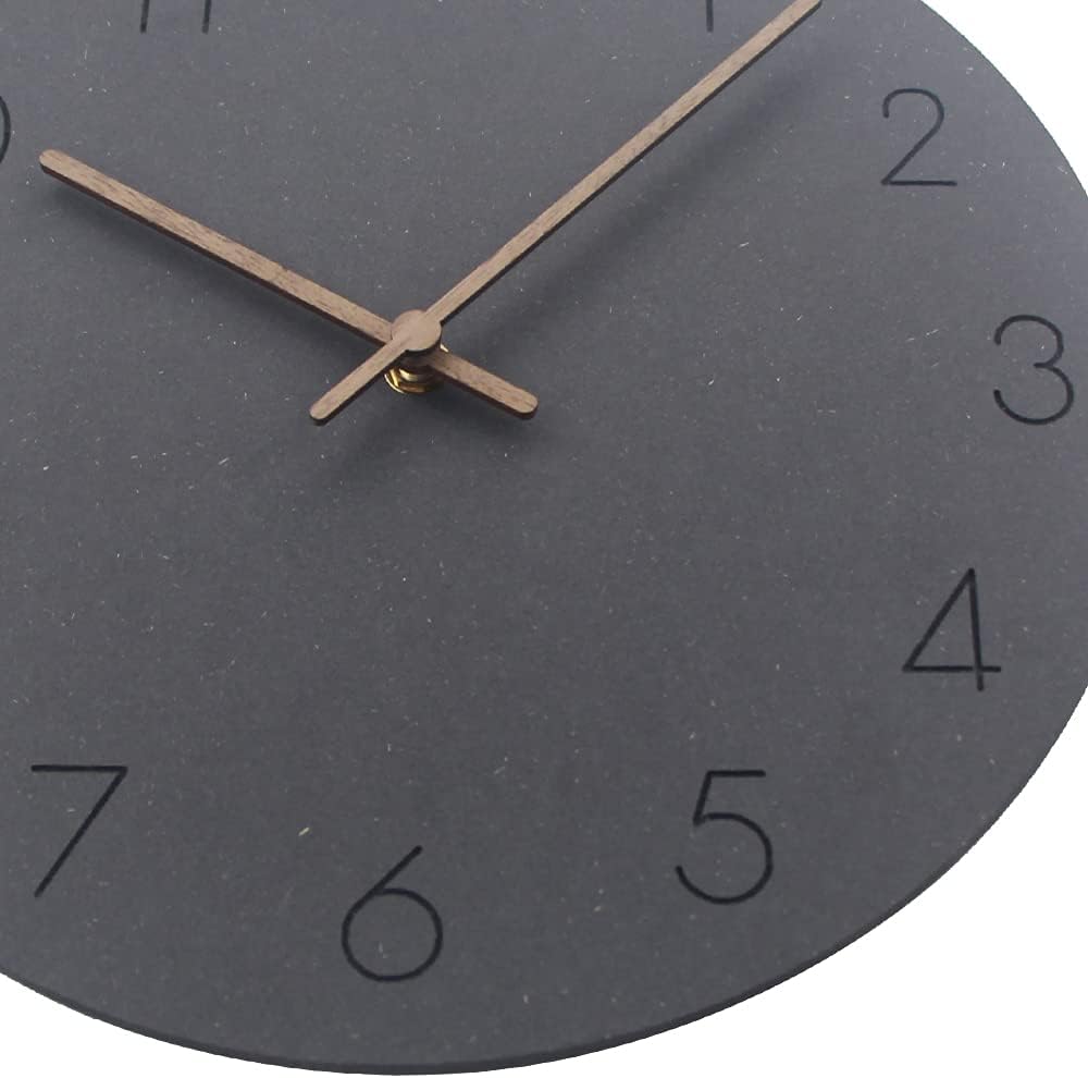 Reloj de pared  Reloj de pared silencioso sin tictac de 12 pulgadas, funciona con pilas, reloj decorativo de madera de estilo moderno y simple para