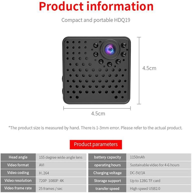 Enzemit Mini cámara WiFi HD 1080 p inalámbrica completa seguridad micro videocámara batería, visión nocturna detección de movimiento AP hotspot