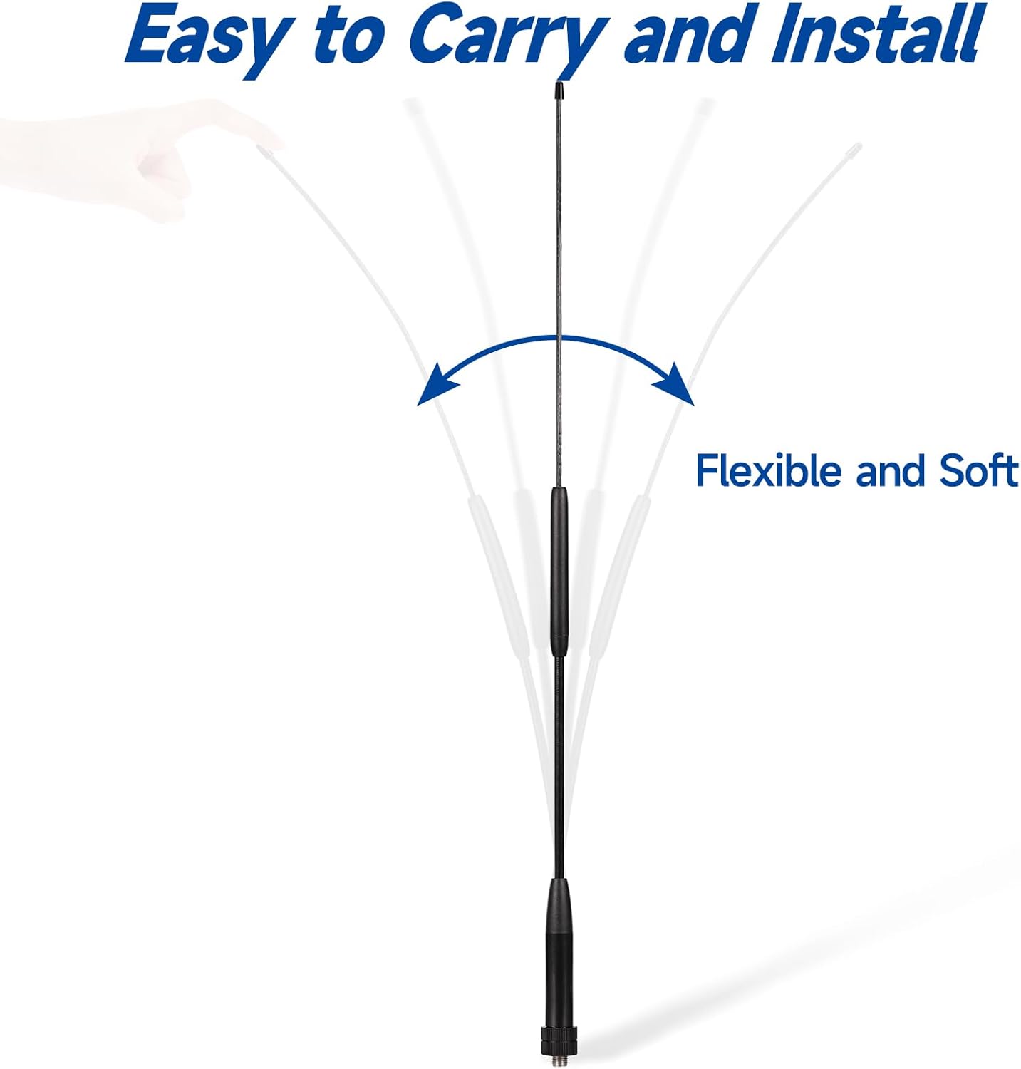 Eightwood Antena de látigo hembra SMA de doble banda VHF UHF 144430 Mhz antena de 14 pulgadas 2 unidades para radios Baofeng UV-5R UV-82 BF-F8HP