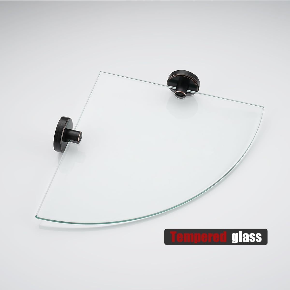JQK TGS190L10-ORB-P2 – Estante esquinero de vidrio de bronce aceitado para baño, acero inoxidable 304, estante flotante de pared flotante de 10 x 10
