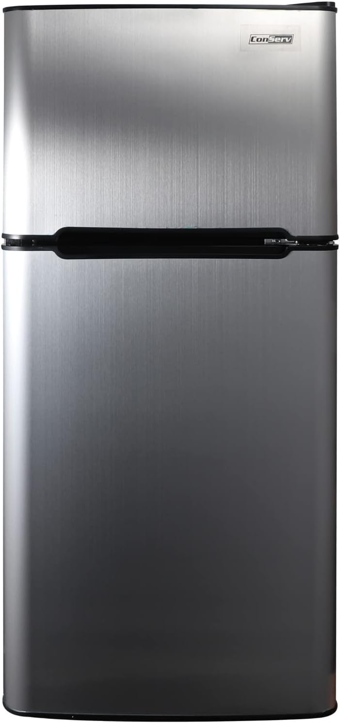 Equator Advanced Appliances Conserv Refrigerador compacto de 2 puertas de 19 pulgadas de acero inoxidable 4.5cf puerta reversible 110V