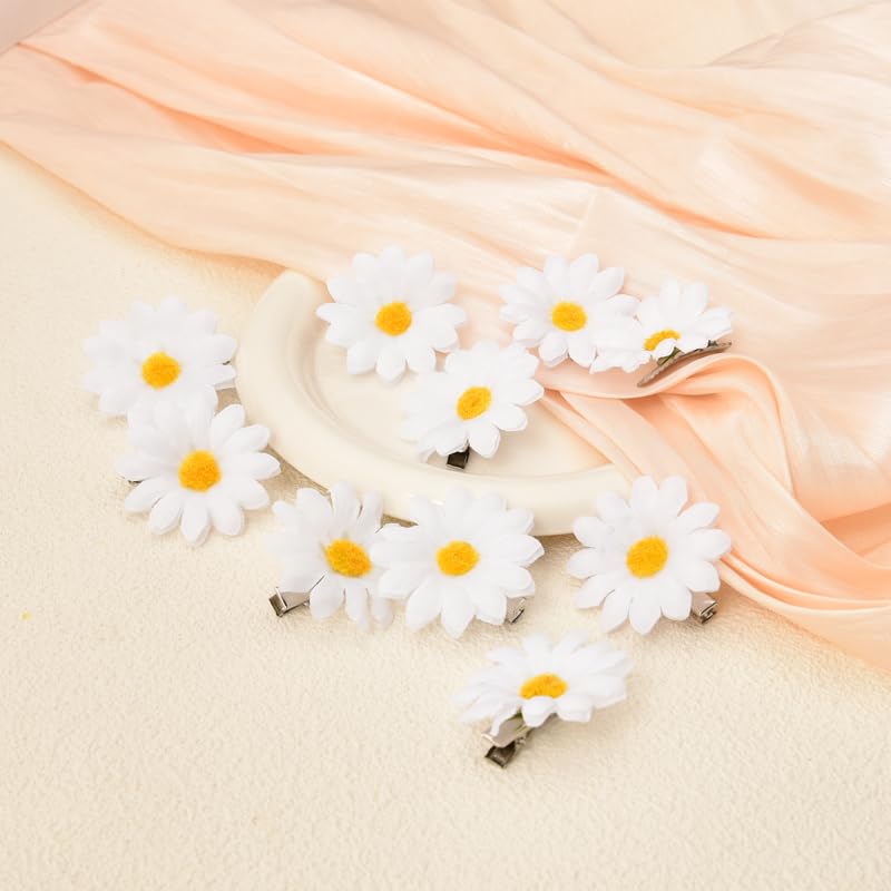 Pinzas para el pelo de girasol de margaritas para mujeres y niñas, pinzas para el pelo de margaritas blancas, pasadores de pelo de girasol,