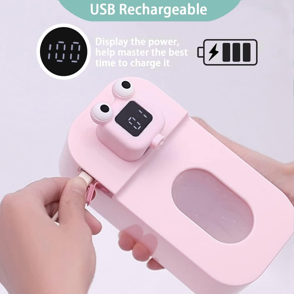Dispensador automático de jabón para niños, dispensador de jabón espumoso sin contacto de rana verde, impermeable, recargable por USB, dispensador