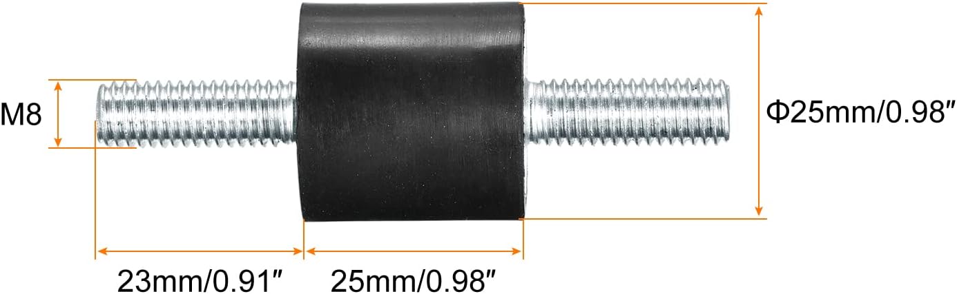 uxcell Soportes de goma M8x23mm, 6 pernos aisladores antivibración, amortiguadores macho para compresores de aire, motor de garaje, motores diésel,