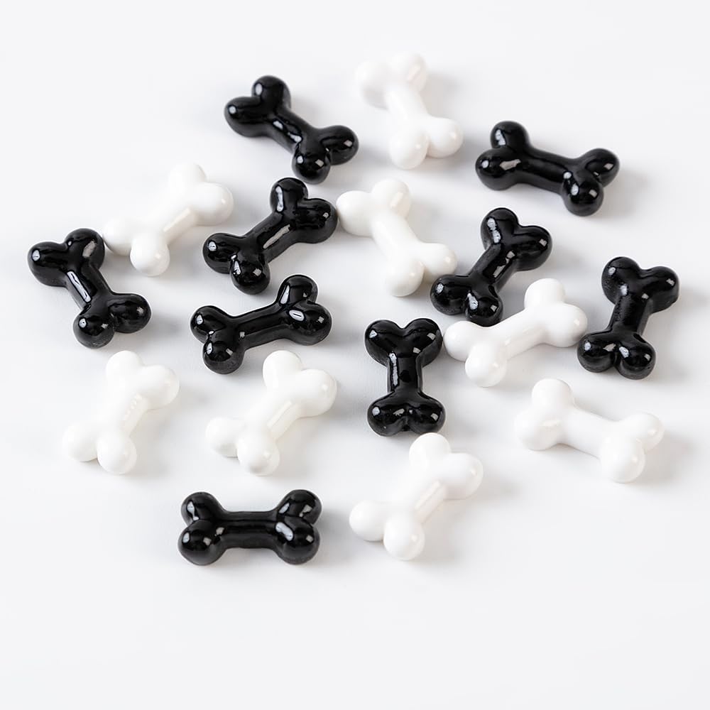 100 piezas de mini huesos de esqueleto de Halloween de resina negro y blanco mini huesos falsos de Halloween, decoración de mesa para manualidades,