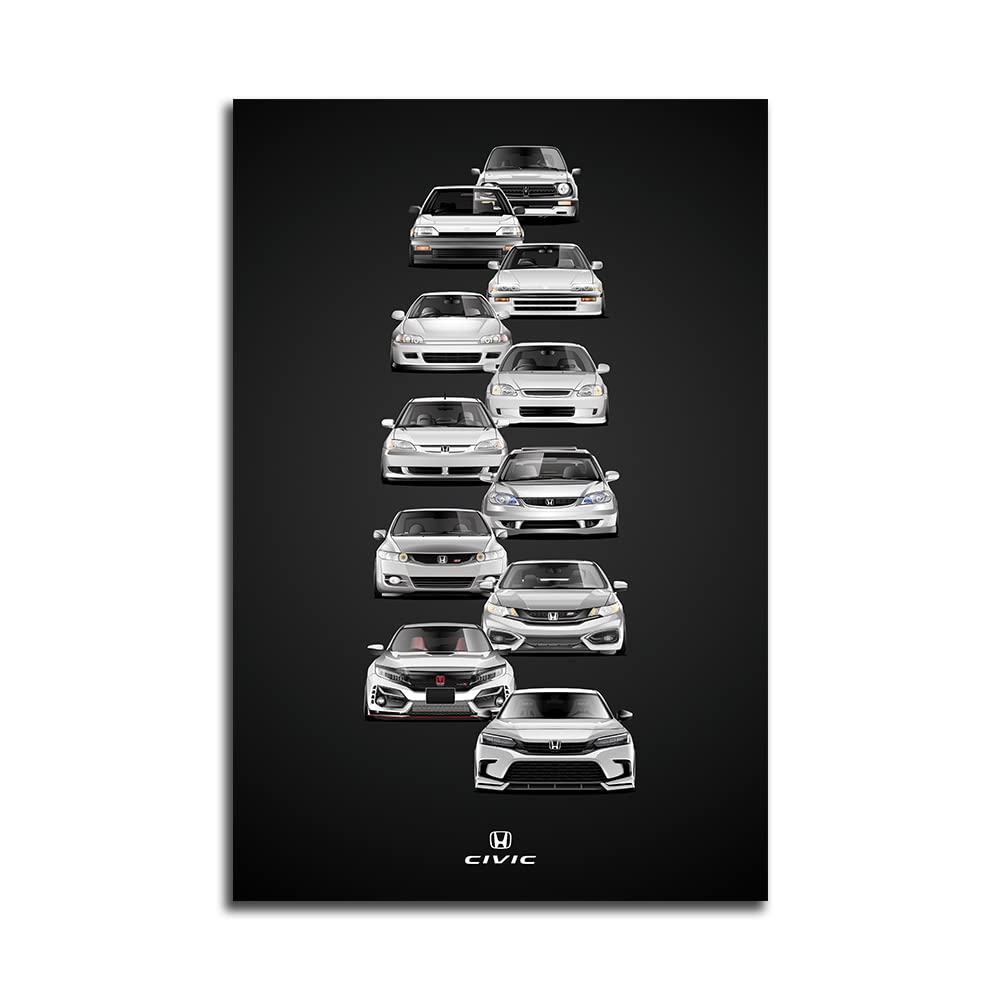 JDM Import tuner Fan Art Drawing Civic Drift Drifting Poster Paper 16×24 inch