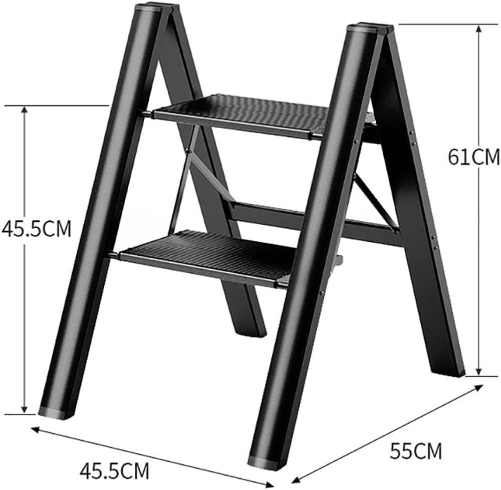 Escalera plegable de 2 escalones con pedal antideslizante ancho portátil para el hogar y la cocina