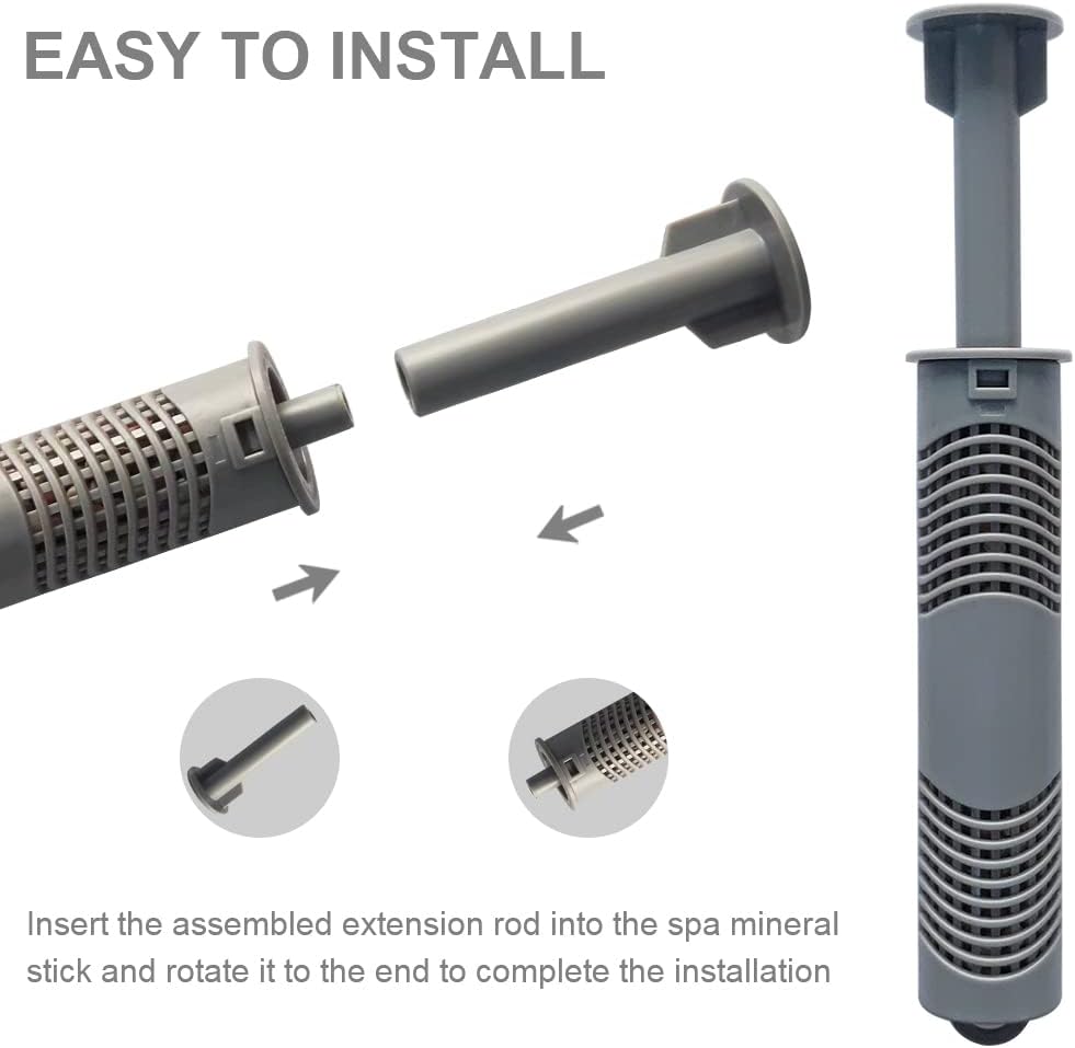 Palo mineral de spa, filtro Ag+, cartucho de iones plateados con 4 meses de vida útil universal para bañera de hidromasaje, mantiene el agua limpia