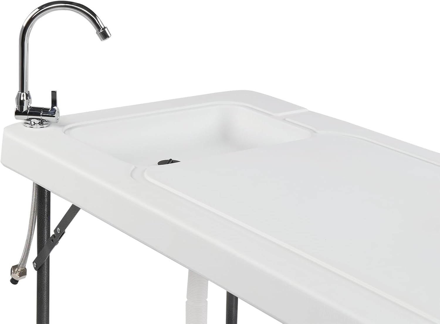 Mesa plegable de pescado, limpieza de caza al aire libre, corte, camping, picnic, estación de lavado, mesa de limpieza con grifo de fregadero