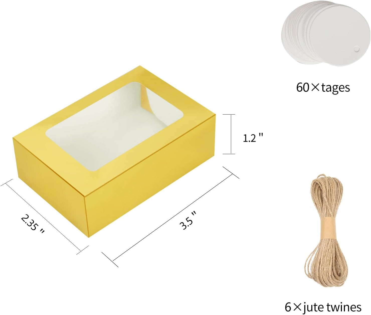 COTOPHER Caja de jabón, 60 cajas pequeñas de embalaje de jabón de 3.5 x 2.35 x 1.2 pulgadas, mini cajas de papel kraft con ventana para jabón