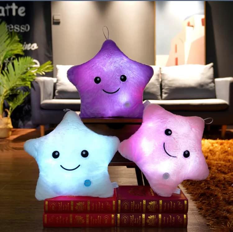 Star – Almohada de peluche con luces LED de 13.8 in (azul)