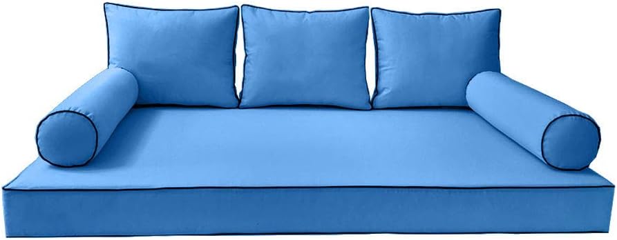 Prolinemax Funda solamente Sábana bajera ajustable para colchón de sofá cama estilo 3 doble con ribete de contraste para exteriores AD102