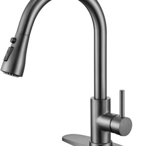 AIODZLFD Grifos de cocina de níquel cepillado con rociador extraíble, grifo de cocina desplegable de níquel cepillado, diseño elegante y clásico AIODZLFD Grifos de cocina de níquel cepillado con rociador extraíble, grifo de cocina desplegable de níquel cepillado, diseño elegante y clásico